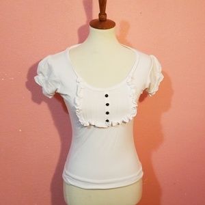 DEADLY DAMES Pinup Girl Clothing White Dolly Top S